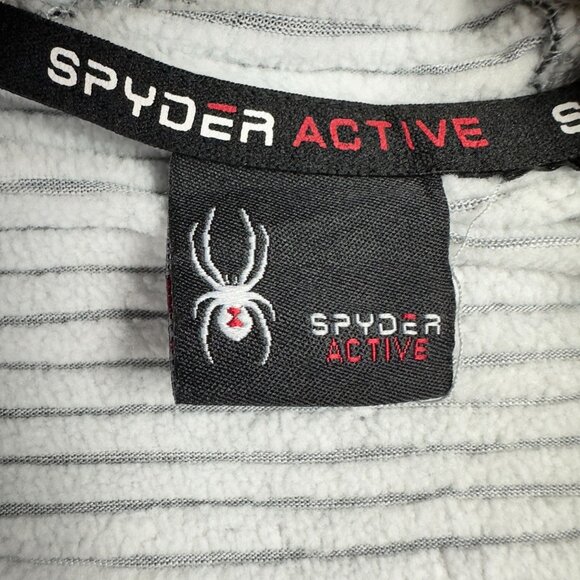 Spyder Active ProWeb Hoodie Mens L Gray & Black Striped Athletic Hood Full-Zip - Picture 5 of 9